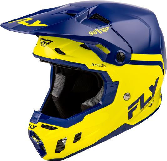 Fly Racing Formula CC Objective Helmet Navy/Yellow Medium – Offroad Full-Face Helmet with Advanced Impact Protection