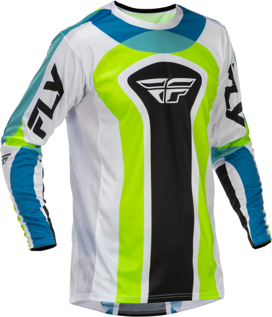 Fly Racing Lite LE Current Jersey for Men - 2X-Large White, Lime, and Blue Offroad Performance Jersey