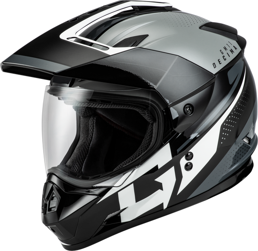 GMAX GM-11 Decima Dual-Sport Helmet – Black/Grey/White, X-Small