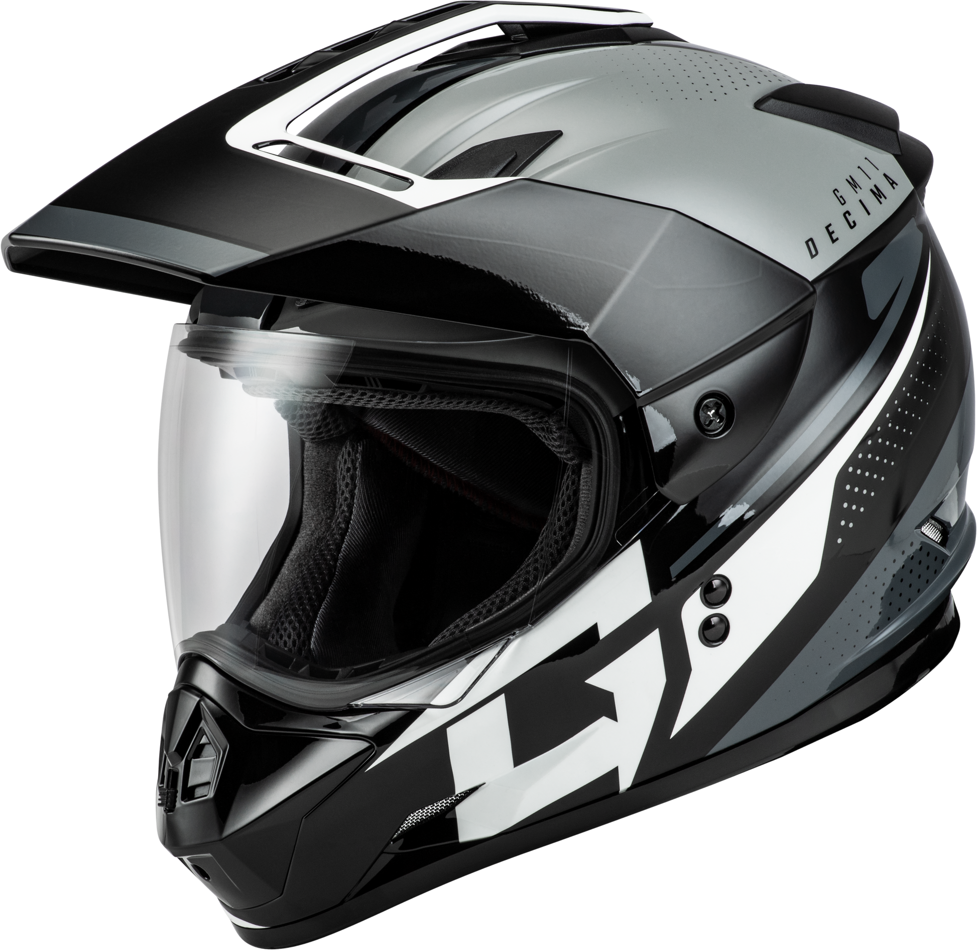 GMAX GM-11 Decima Dual Sport Helmet - Medium, Black/Grey/White