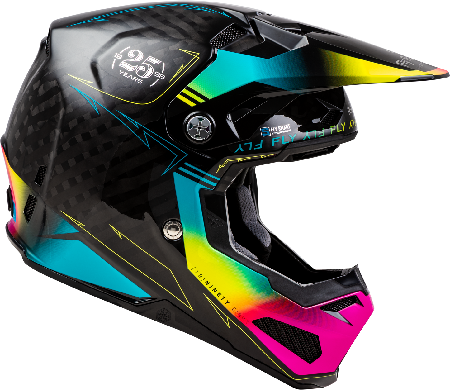 Fly Racing Formula S Carbon Legacy Helmet 2X-Large Offroad Full-Face Black Electric Blue Fuchsia