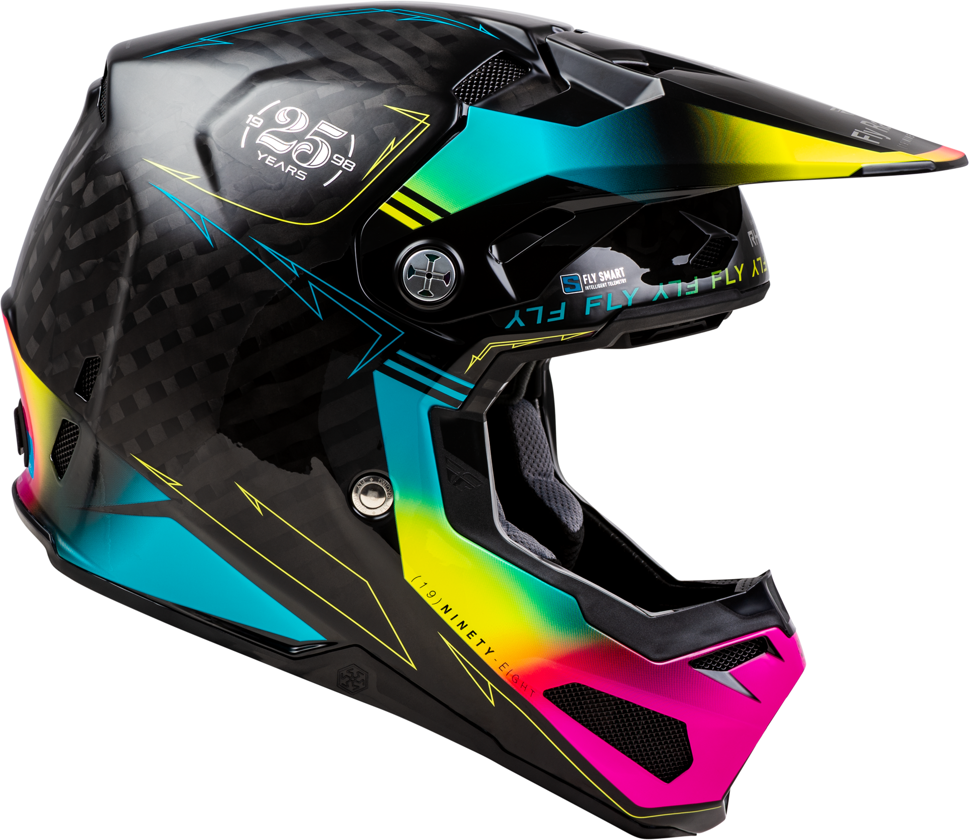 Fly Racing Formula S Carbon Legacy Helmet 2X-Large Offroad Full-Face Black Electric Blue Fuchsia
