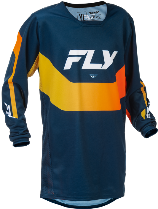 Fly Racing Youth Kinetic Jersey Navy/Orange - Size Youth Medium