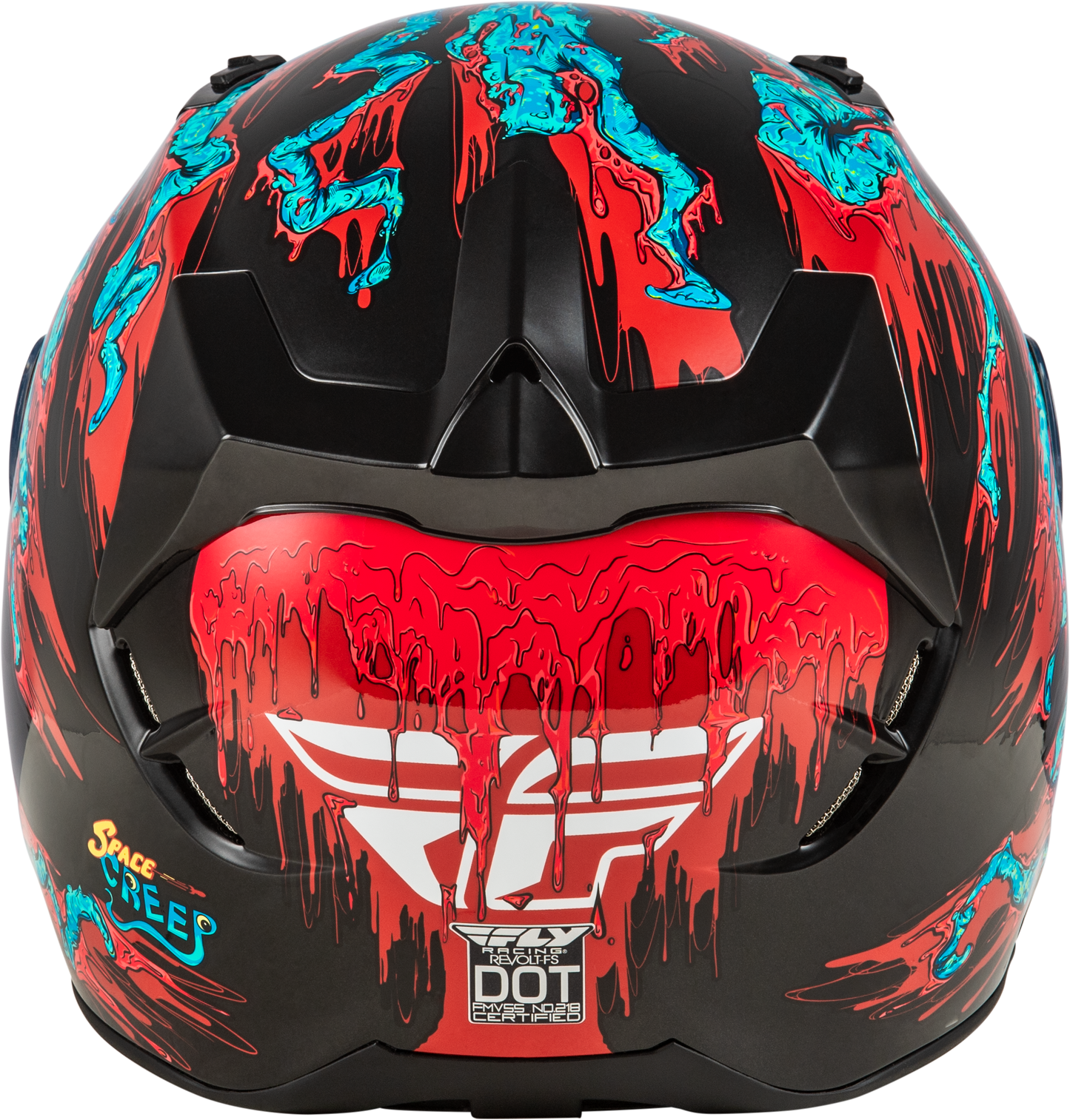 Fly Racing Revolt Space Creep Helmet Small in Light Blue, Black & Red – Full-Face Street Helmet with Advanced Features