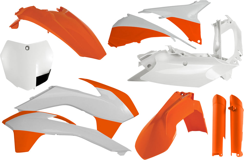 ACERBIS Full Plastic Kit for KTM 350 XC-F and 150 XC (2013-2014) - White/Orange