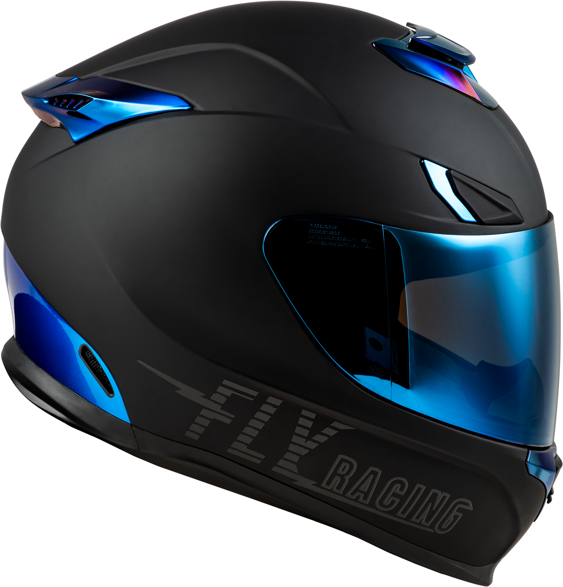 Fly Racing Sentinel Recon Helmet Matte Black/Blue Chrome Medium
