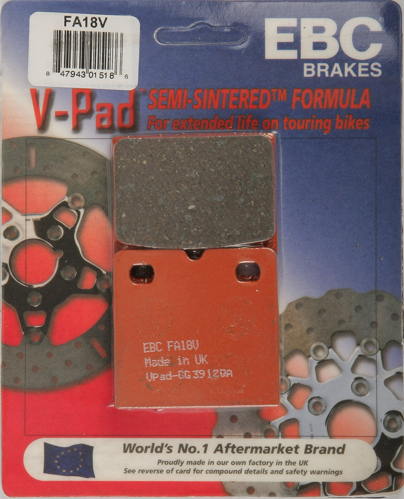 EBC Brakes FA18V Semi-Sintered V-Pads for Cruiser and Big Twin Motorcycles