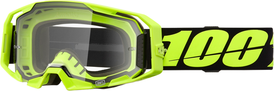 100-Percent Armatic Goggle Neon Yellow with Clear Lens - Offroad MX Eyewear