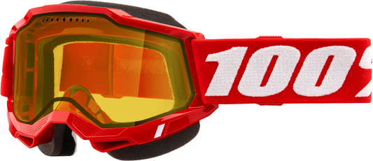 100-Percent Accuri 2 Snowmobile Goggle with Red Frame and Yellow Lens