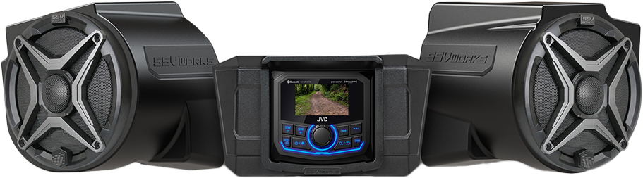 SSV Works 2 Speaker Kit with JVC MR1 Media Receiver and Backup Camera for ATV/UTV