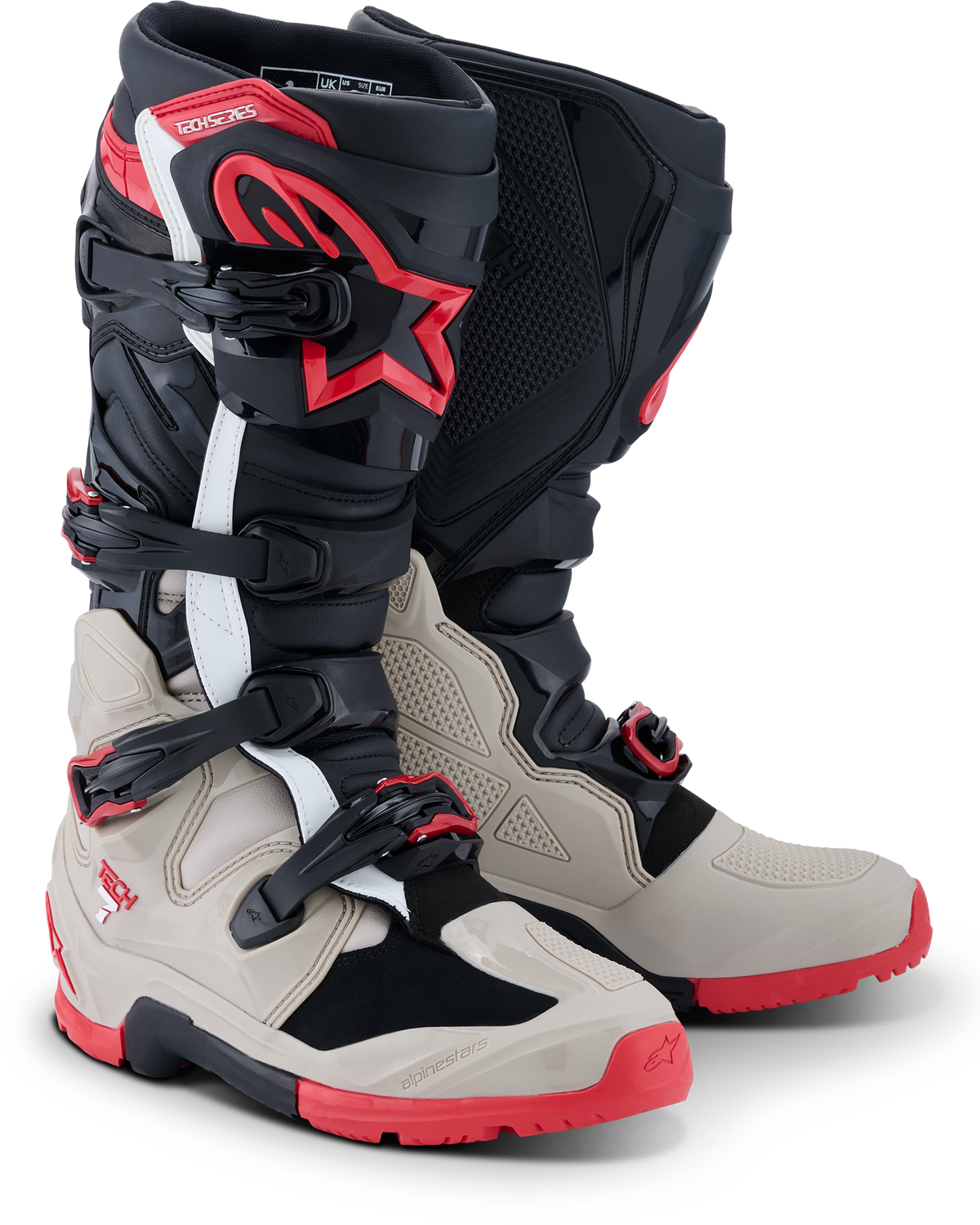 Alpinestars Tech 7 Enduro Boots US 8 Black Light Grey Bright Red