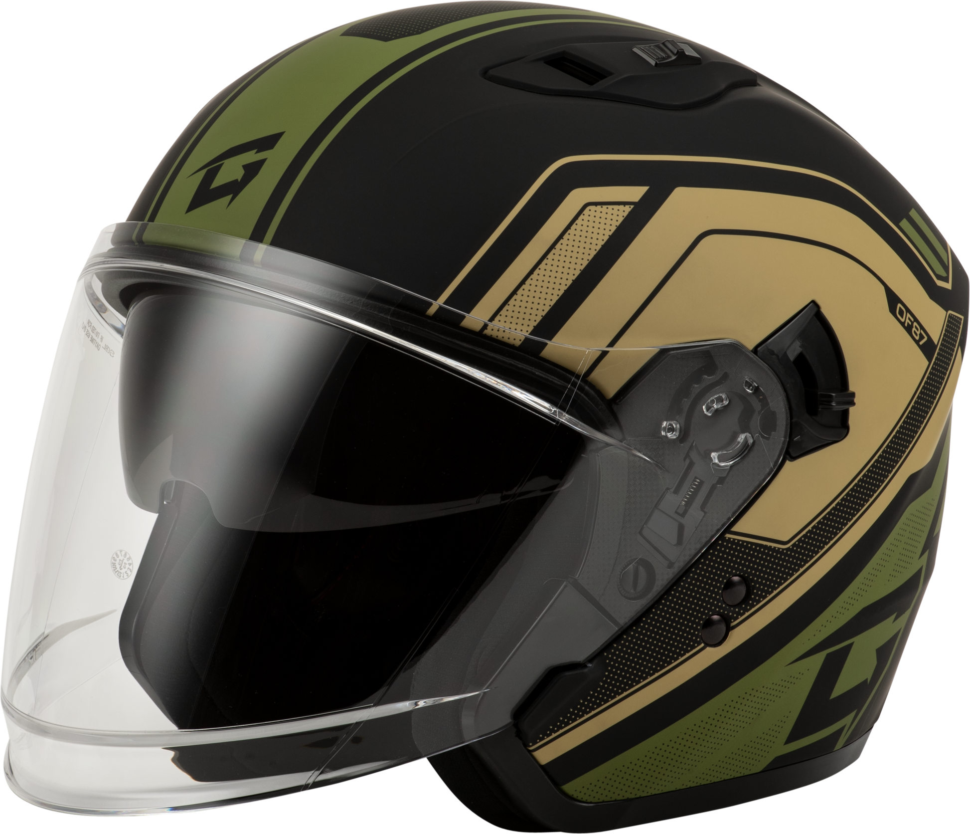 GMAX OF-87 Duke Open-Face Helmet - Matte Black and Green, Large