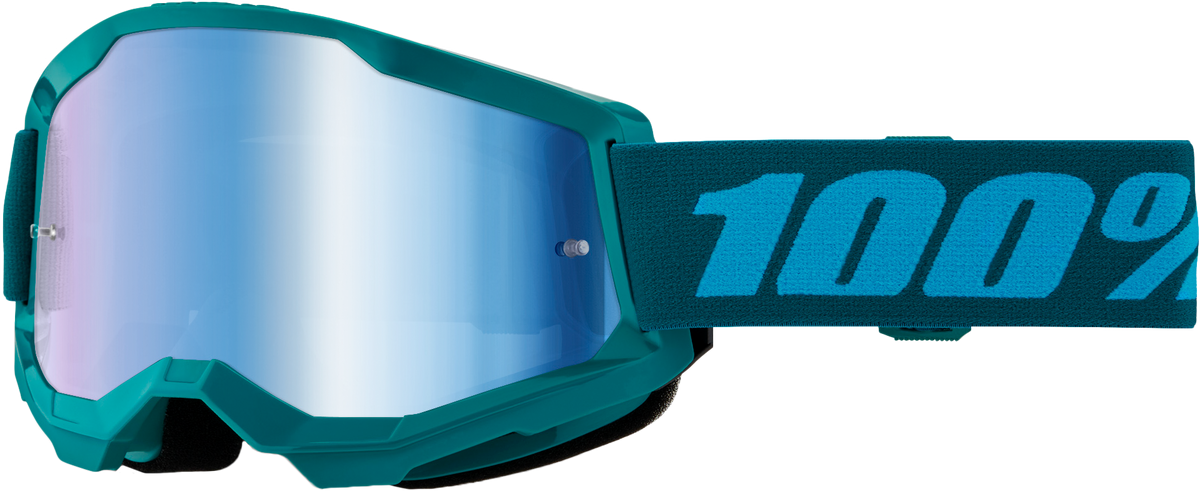 100-PERCENT Strata 2 Goggle with Mirror Blue Lens - Offroad Eyewear for Trail and Track Riding