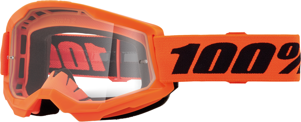 100-Percent Strata 2 Jr. Goggle Neon Orange with Clear Lens for Offroad Riding