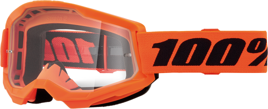 100-Percent Strata 2 Jr. Goggle Neon Orange with Clear Lens for Offroad Riding