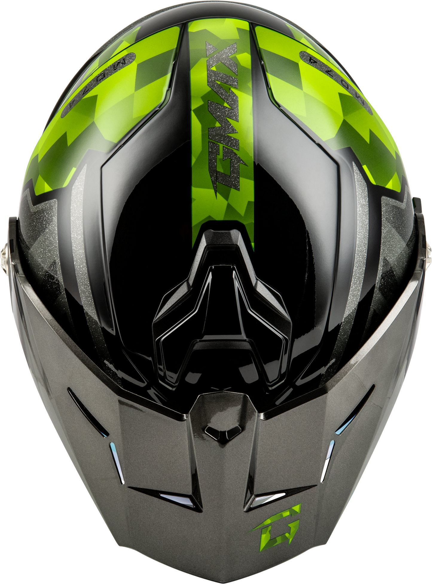 GMAX MD-74 Striker Modular Helmet with Mirror Gold Lens, Small, Black/Silver/Green Metallic