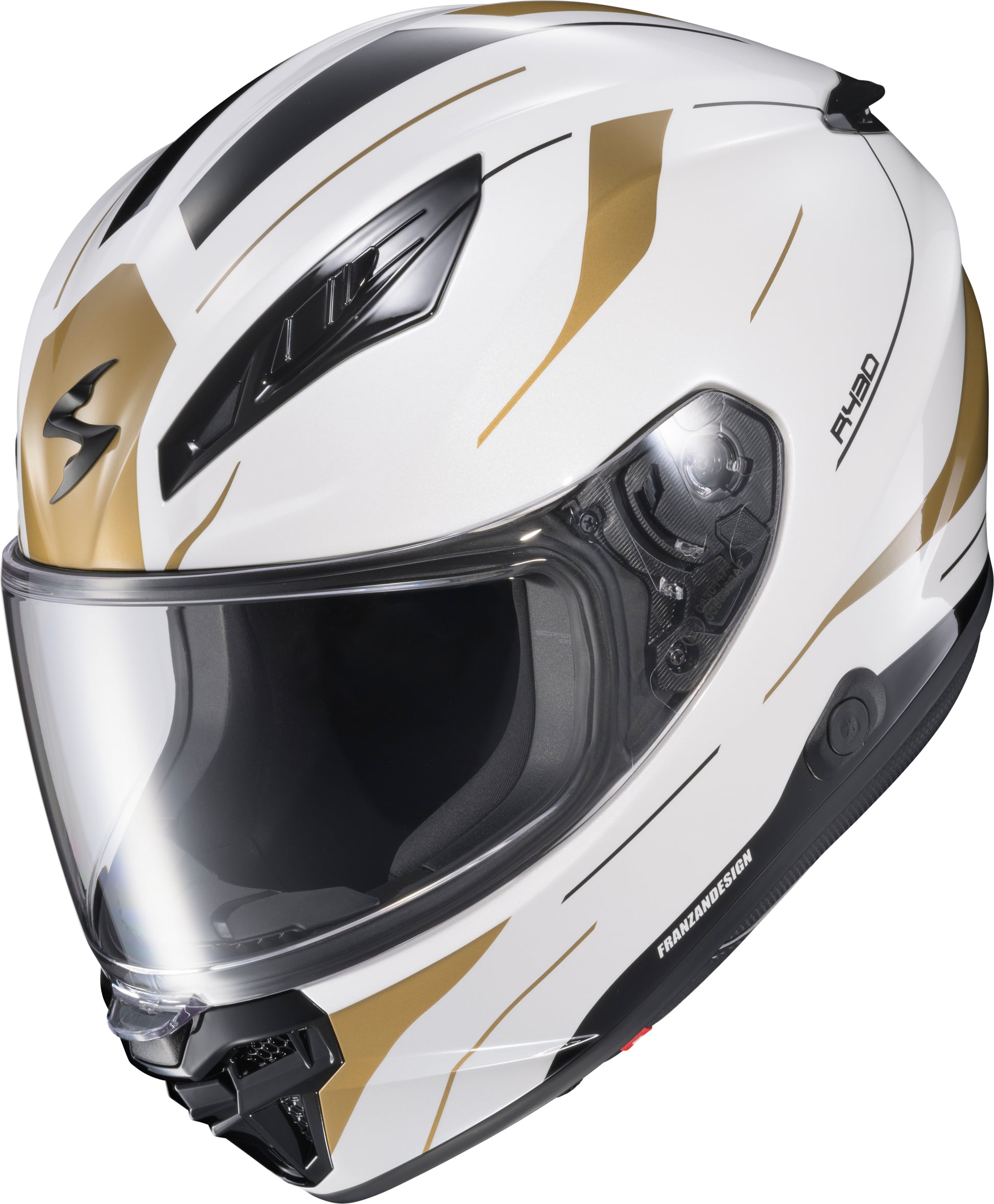 Scorpion EXO Exo R430 Full Face Helmet - Medium, White/Gold, Cutlass Style