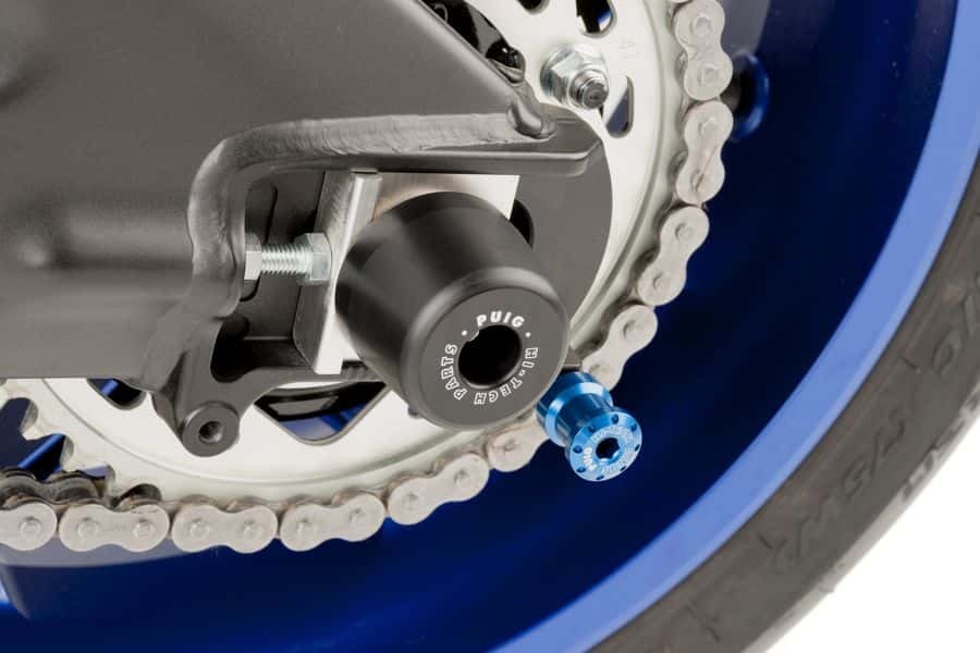 PUIG Swingarm Spools Hi Tech 6mm Blue for Aprilia and Dorsoduro Models