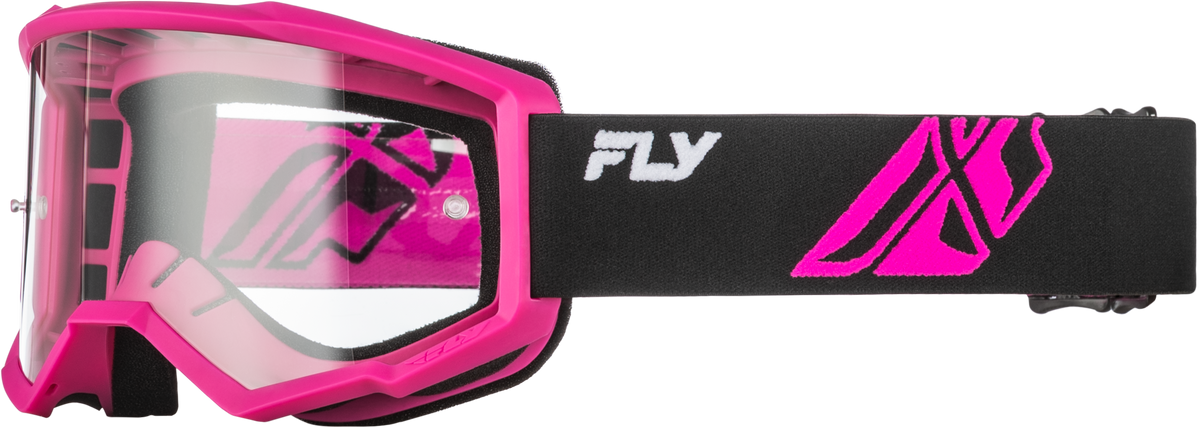 Fly Racing Focus Offroad Goggles Black/Pink with Clear Lens