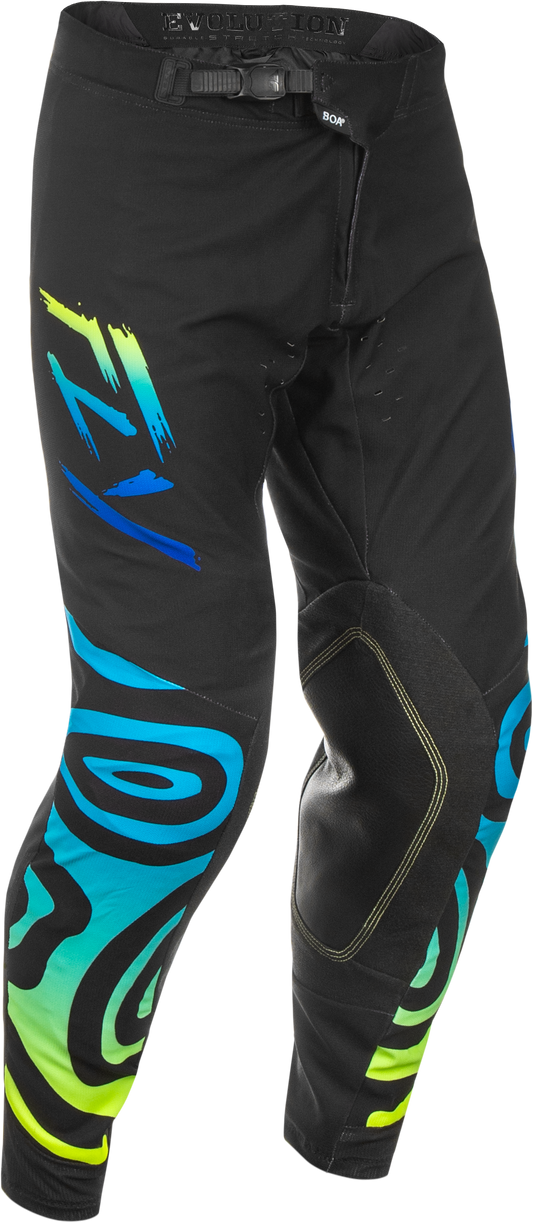 Fly Racing Evolution DST Zen Offroad Pants Size 28 in Black, Blue & Hi-Vis Yellow