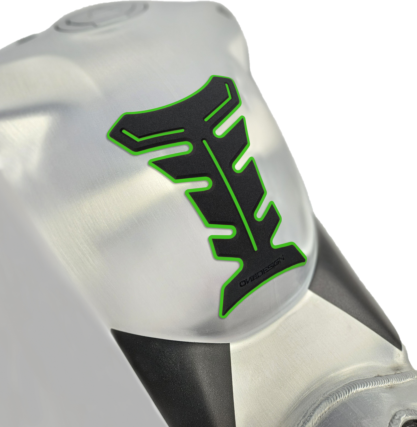 ONE EMBLEMS HDF9V Black and Green Tank Pad for Street Motorcycles