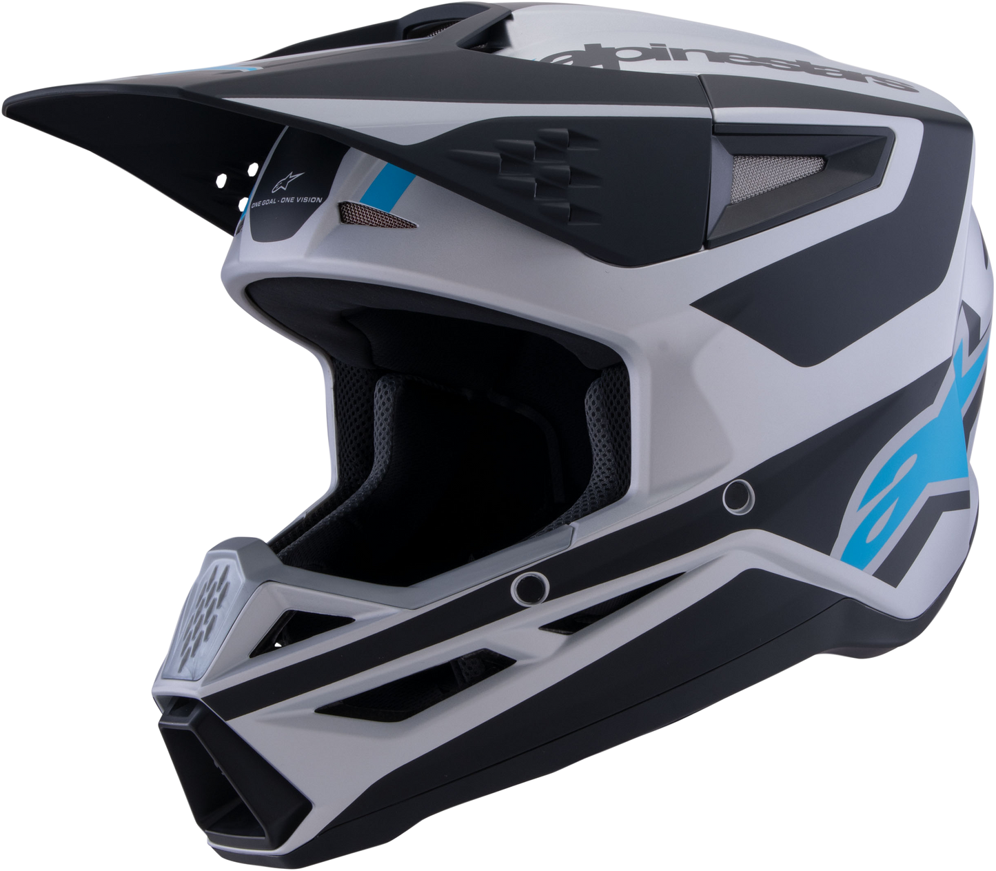 Alpinestars SM3 Heat Off-Road Helmet Large Silver/Blue/Black Matte Model 8301026-1949-L