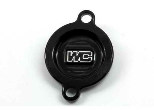 Works Oil Filter Cover for KTM and Husqvarna Offroad Engines - Black Part 27-100