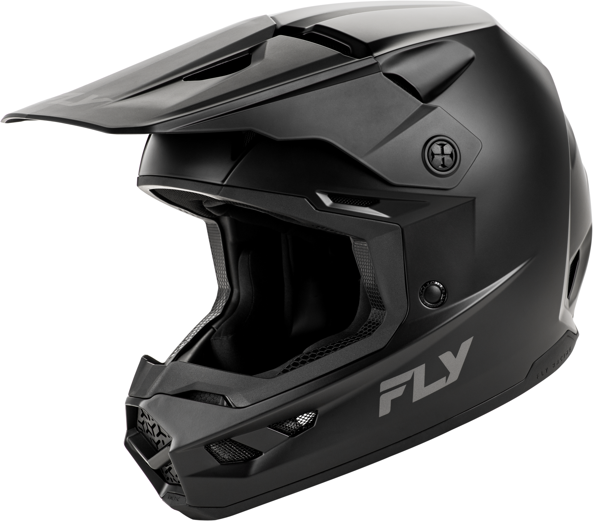 Fly Racing Youth Kinetic Solid Helmet Matte Black Large - Offroad Full-Face Helmet for Youth