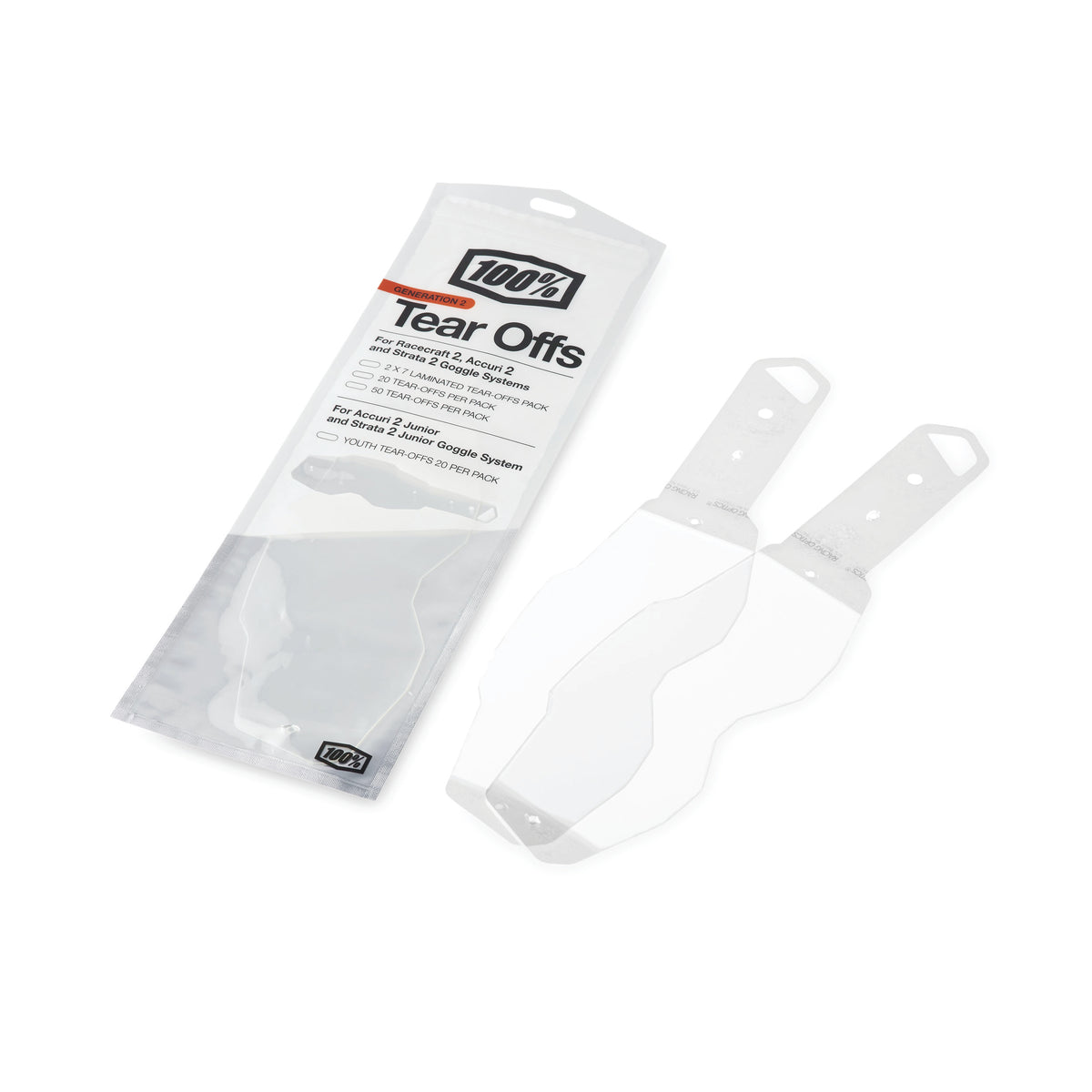 100-PERCENT RC2/AC2/ST2 Laminated Tear Offs 2 x 7 Pack for Offroad Eyewear
