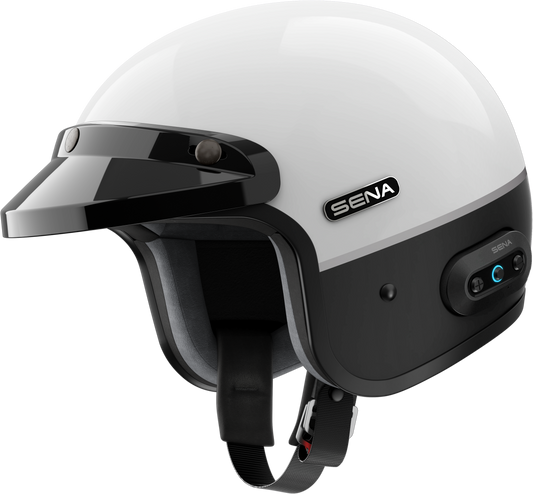 SENA Surge Open Face Helmet with Mesh 2.0 Technology - Matte White/Matte Black, Medium