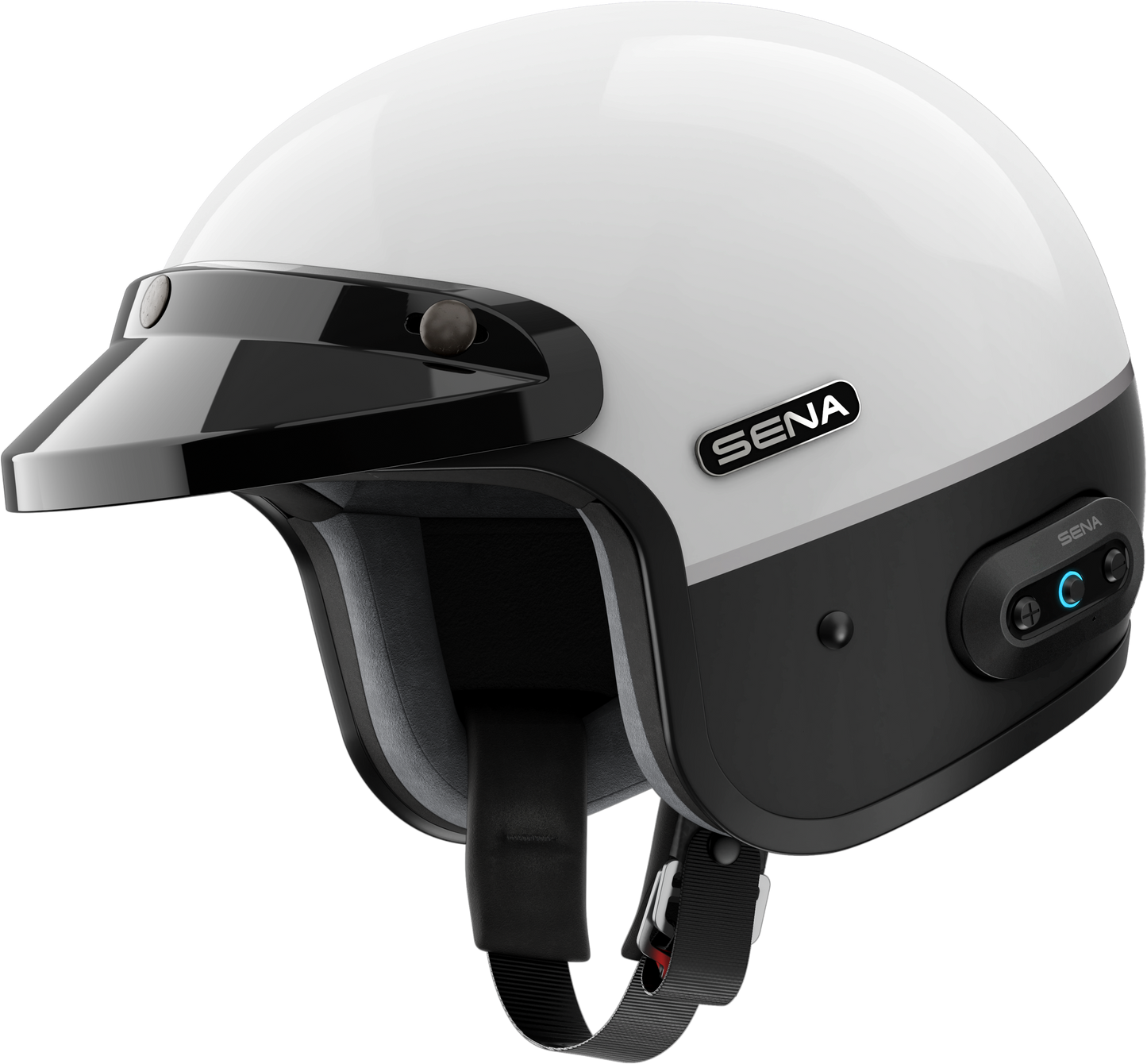 SENA Surge Open-Face Helmet with Mesh 2.0 Communication System - Large, Matte White/Matte Black