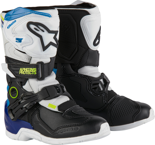 Alpinestars Tech 3s Kids Offroad Boots Youth Size 01 White, Black & Enamel Blue