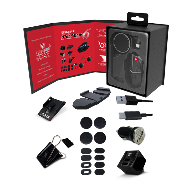 Uclear Motion 6 Single Universal Bluetooth Intercom System with 6-Rider DynaMESH and 18-Hour Battery Life