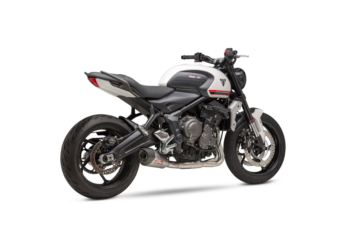 Yoshimura AT2 Race Full System Exhaust for Triumph Trident 660 - Matte Carbon Fiber End Cap