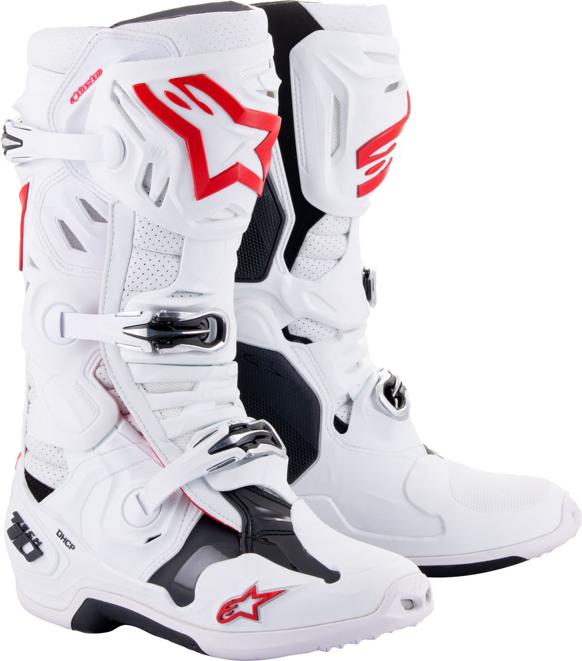 Alpinestars Tech 10 Supervented Offroad Boots - White and Bright Red, US 7