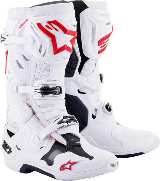 Alpinestars Tech 10 Supervented Offroad Boots - White and Bright Red, US 7