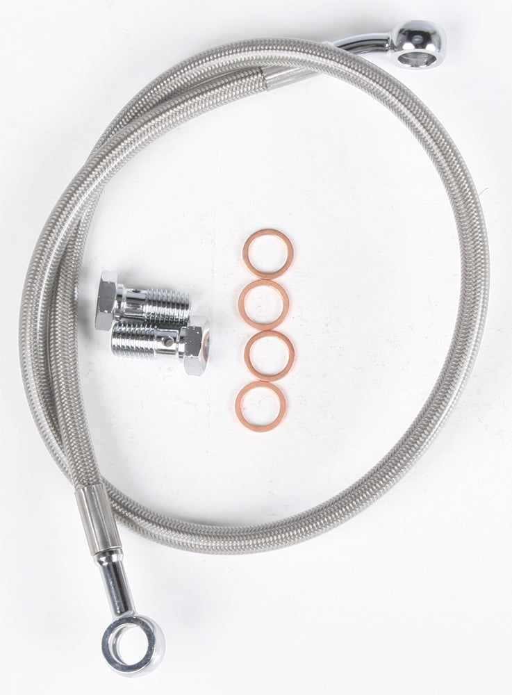 Streamline UNIV-R-24 Universal Rear Brake Line for ATV/UTV with Clear Braided Stainless Steel and Banjo Fittings