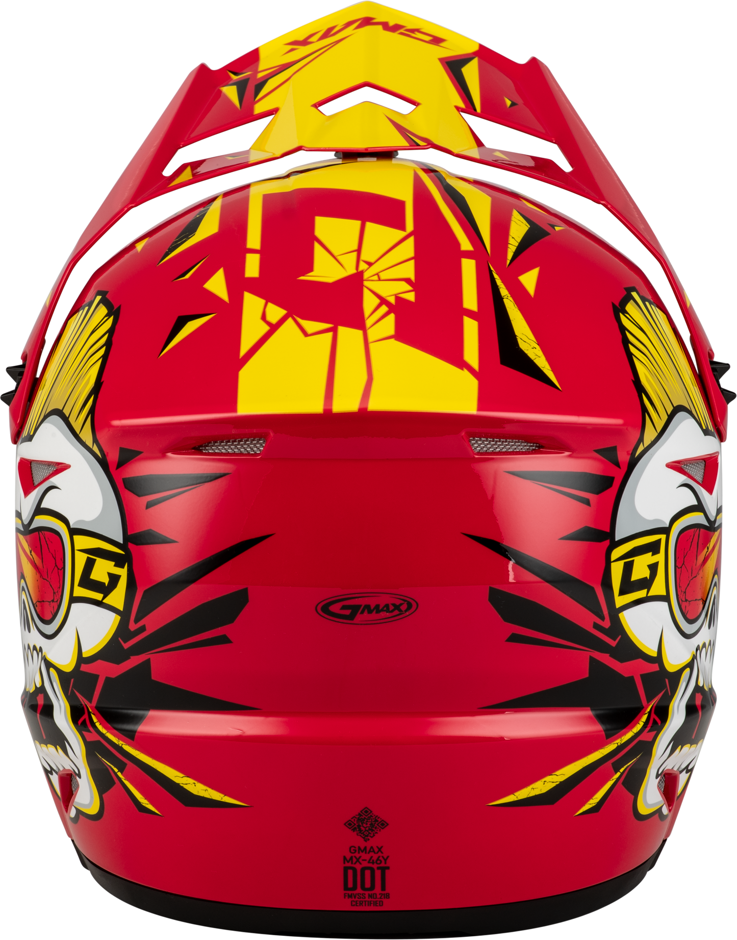 GMAX Youth MX-46Y Off-Road Helmet in Red and Yellow, Small Size