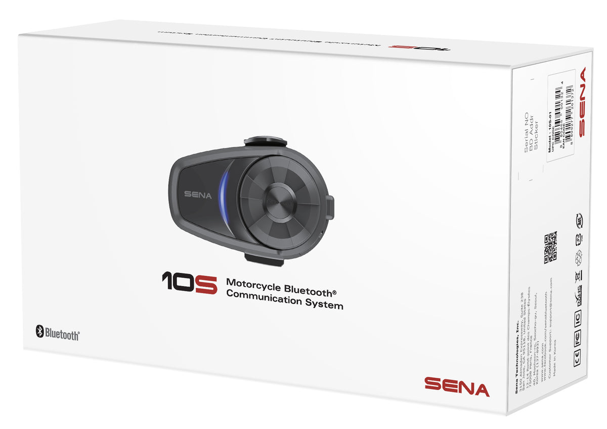SENA 10S Motorcycle Bluetooth Communication System - Slim Profile, Universal Intercom, HD Audio