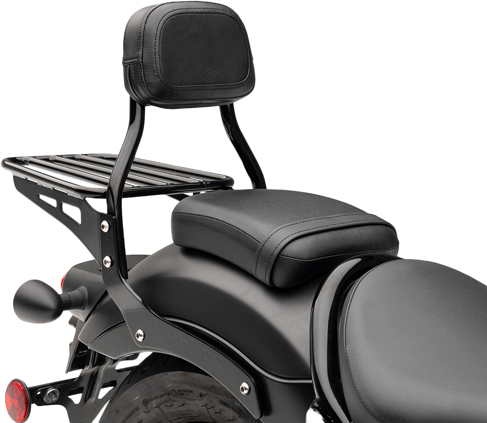 Cobra Mini Round Sissy Bar with Pad for Harley Rebel 300/500 – Black