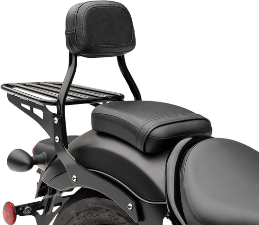 Cobra Mini Round Sissy Bar with Pad for Harley Rebel 300/500 – Black