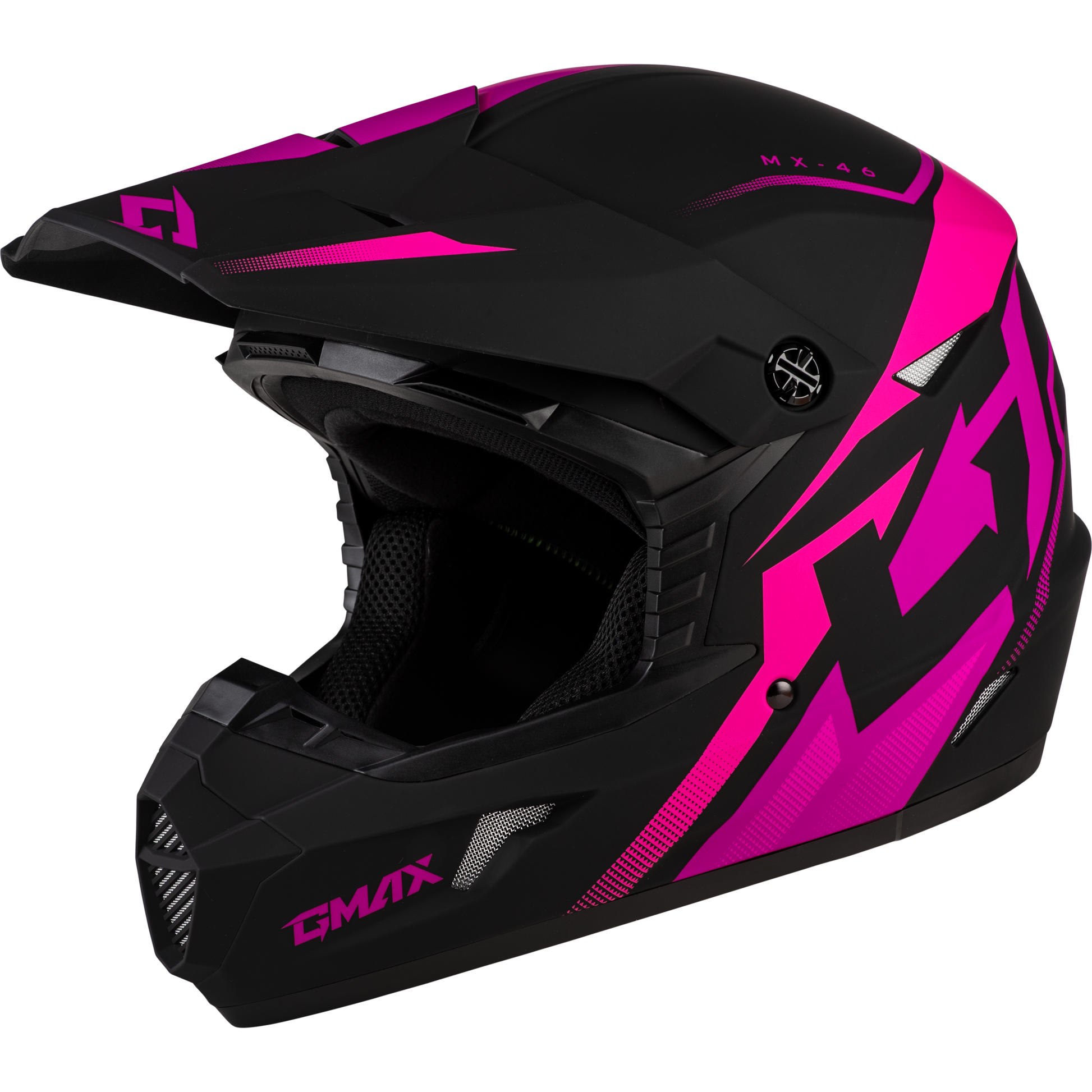 GMAX MX-46 Off-Road Helmet Matte Black and Pink, X-Large – DOT Approved with 19 Vents for Maximum Airflow