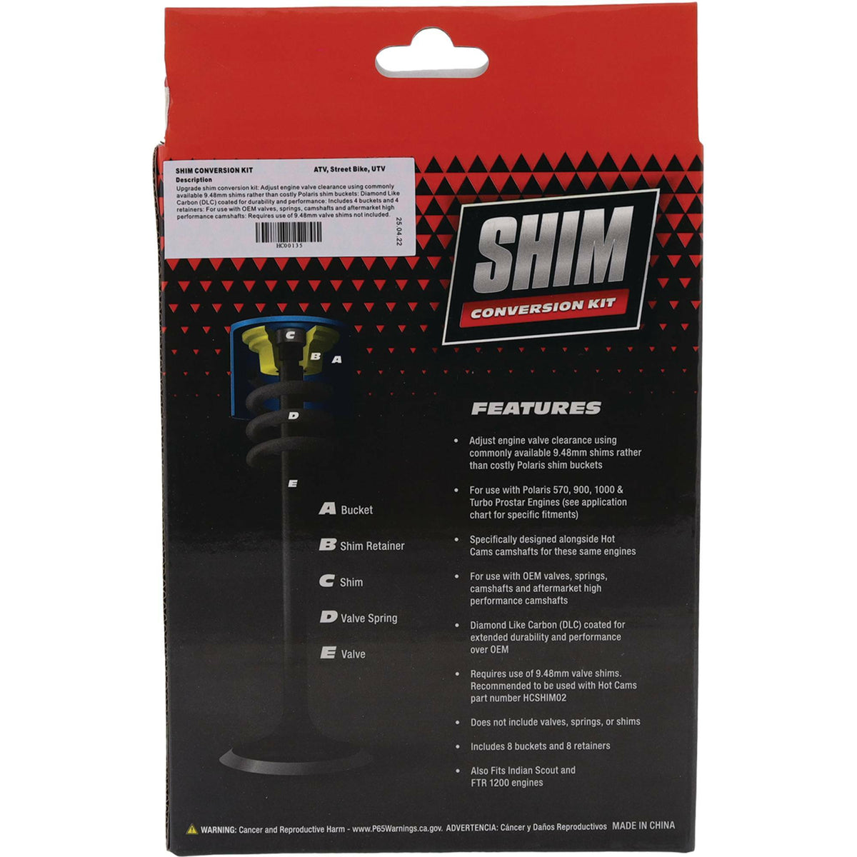 Hot Cams HC00135 Shim Conversion Kit for Polaris ATV and UTV Engines