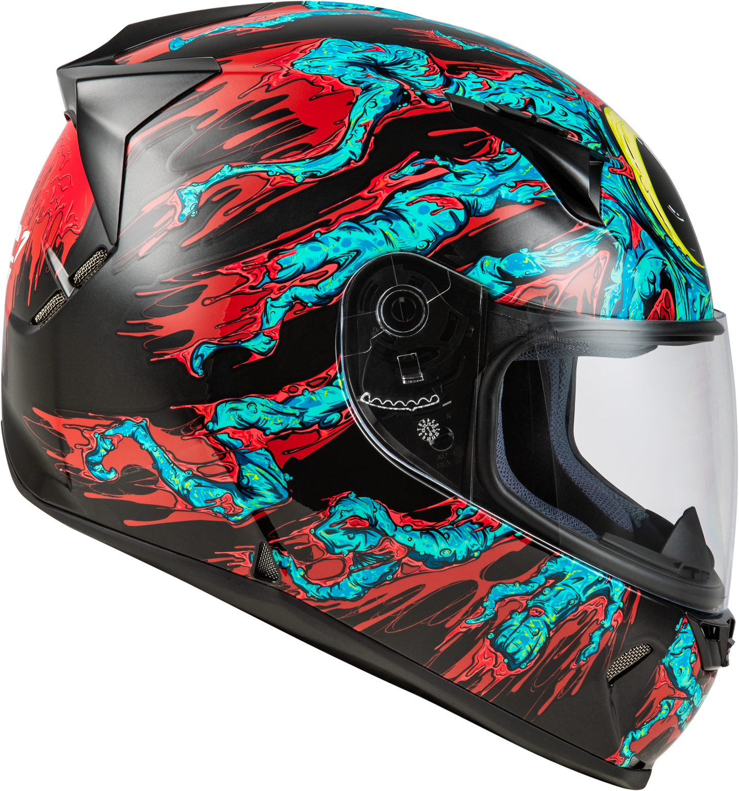 Fly Racing Revolt Space Creep Helmet Medium Light Blue/Black/Red for Street Riding