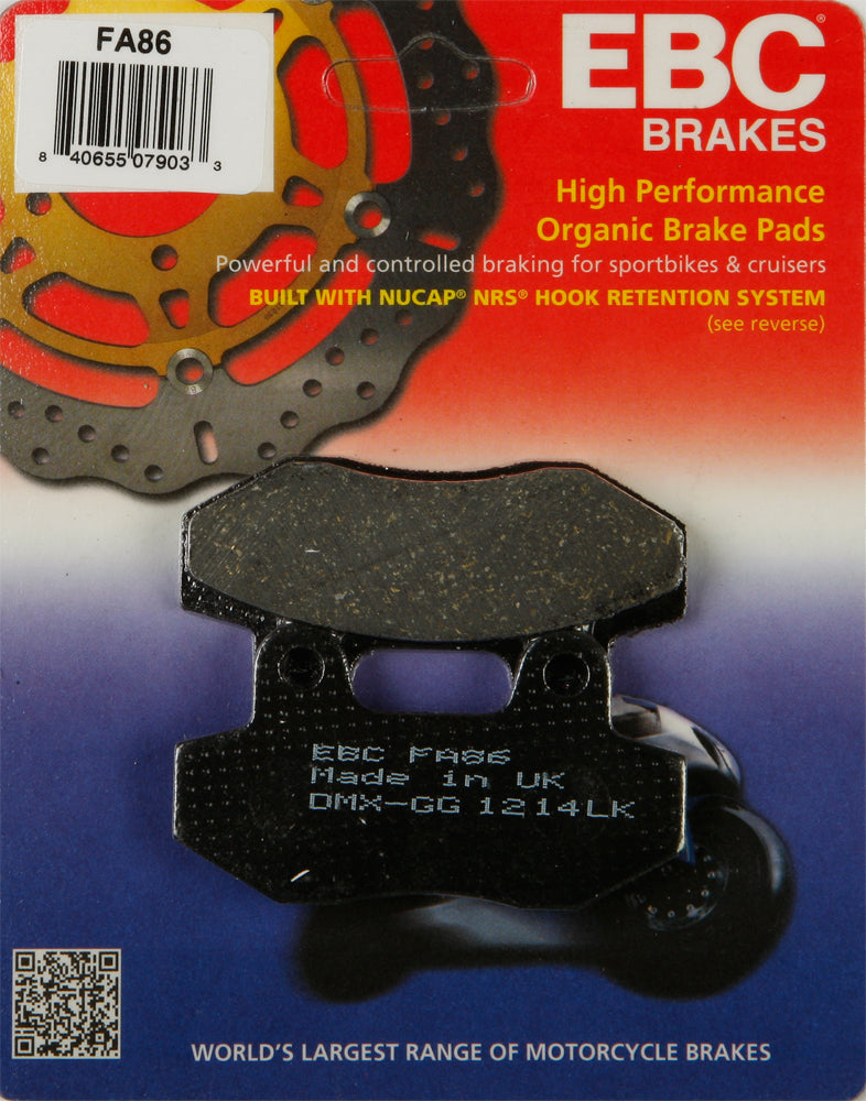 EBC Fa86 Organic Brake Pads for Hyosung and Honda Motorcycles