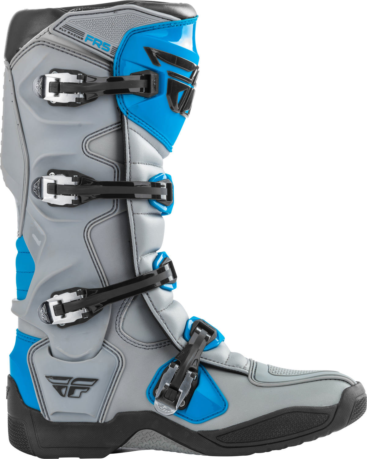 Fly Racing FR5 Offroad Boots Grey/Blue Size 8 – Durable and Impact-Resistant Offroad Footwear