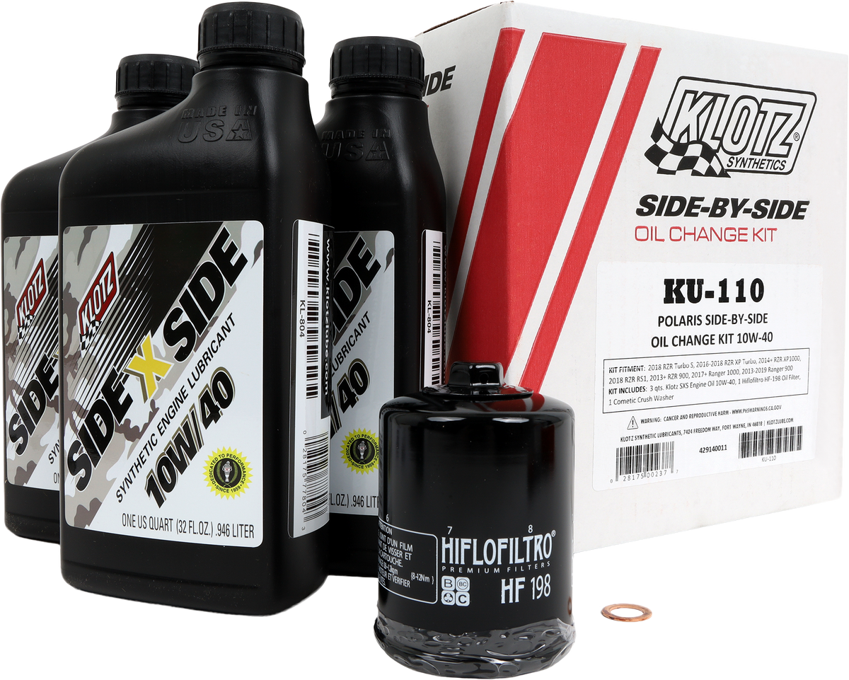 Klotz Polaris Side-By-Side 3-Quart Synthetic Oil Change Kit – High-Performance Lubrication for Off-Road Vehicles