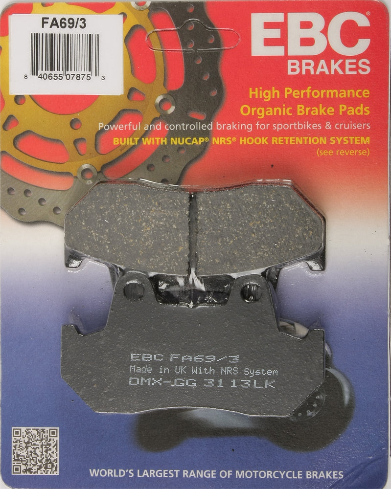 EBC Fa69/3 Organic Brake Pads for Honda Gold Wing Aspencade and VF750C Magna