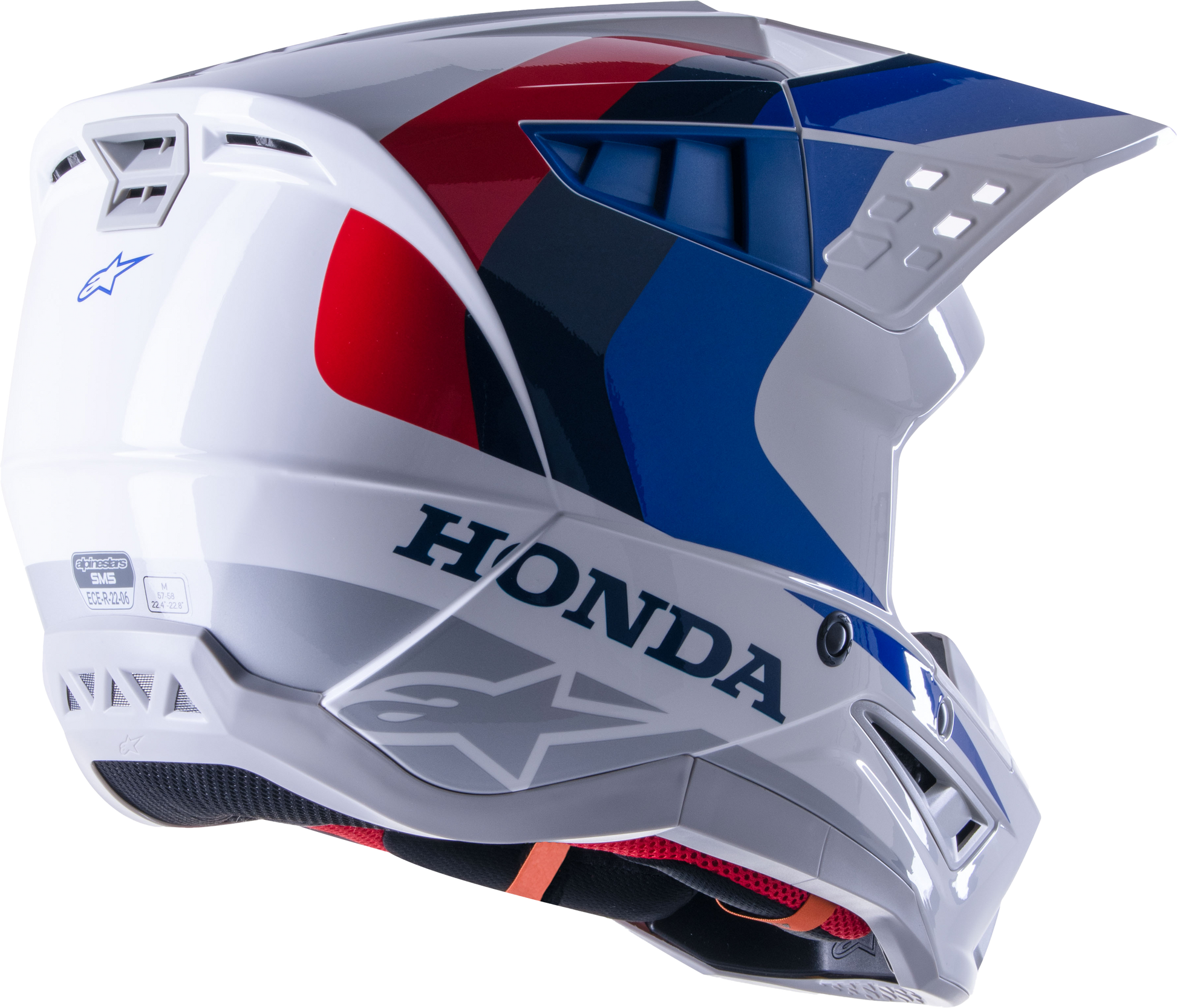 Alpinestars Honda S M5 Off-Road Helmet White/Blue/Red Glossy X-Large