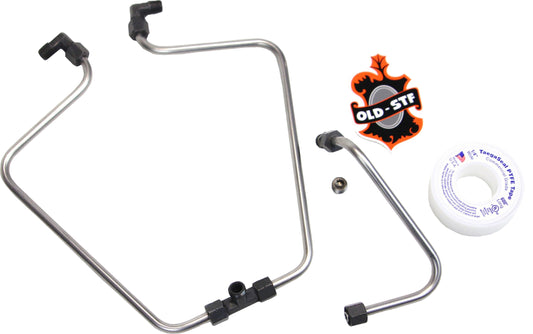 OLD STF Stainless/Black Rocker Box Split Oil Line for Harley-Davidson Shovelheads 1966-1984